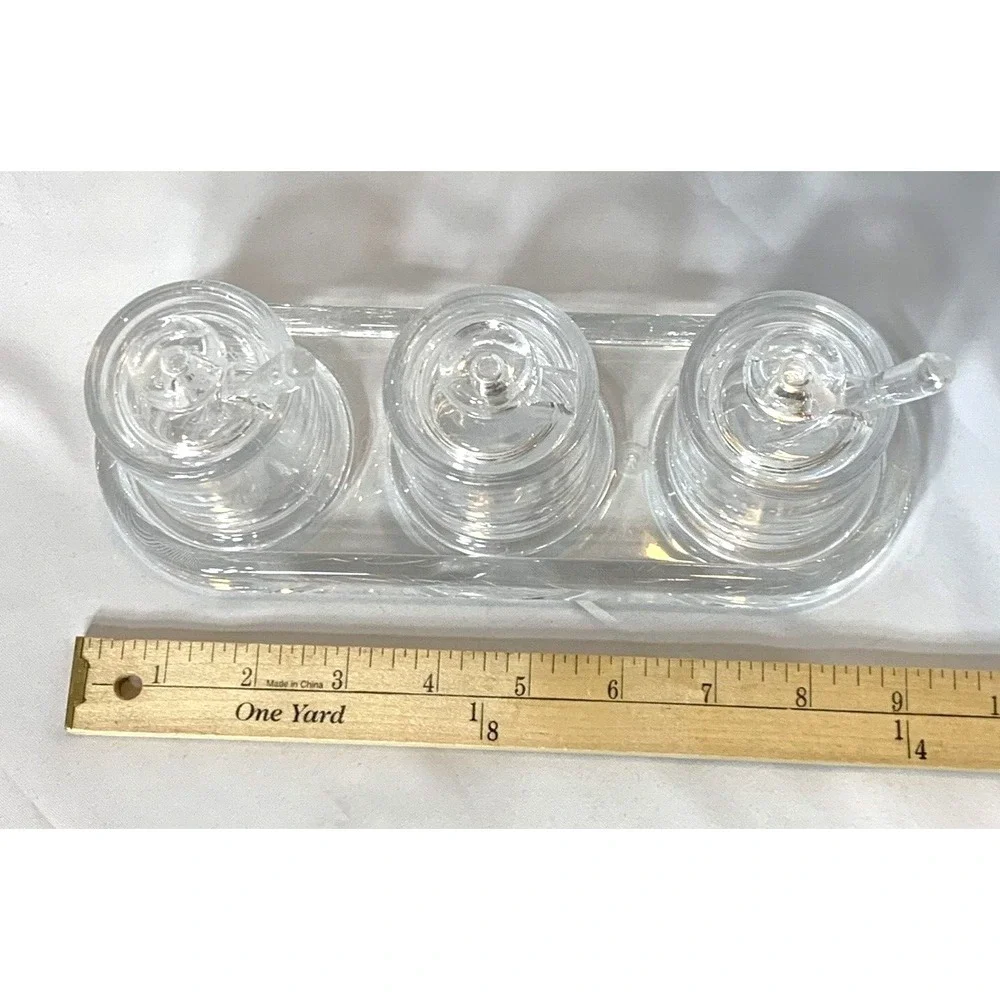 Clear Acrylic‎ Condiment Sauce Jars Serveware Party Buffet VNTG Missing 1 spoon